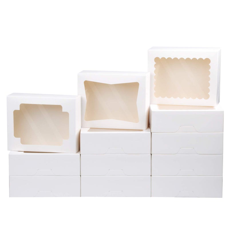 NPLUX Cookie Boxes Bakery Boxes with Window 8x6.5x2.5 Inches Auto-Popup Treat Pastry Boxes for Gift Giving(24pack,White) - Image 1